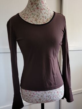 Ann Taylor LOFT Women’s Long-Sleeve Scoop Neck Top - Brown Size XS